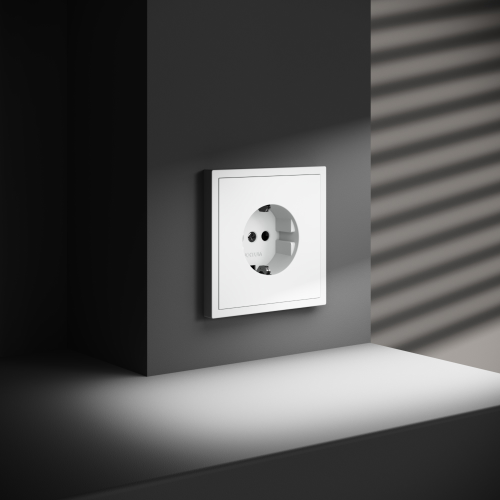 картинка Розетка встраиваемая VOLTUM S70 с заземлением 16А, (белый матовый) VLS040102 от магазина pro-decor.kz