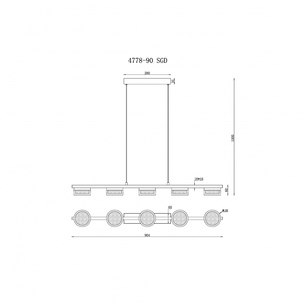 картинка Светильник подвесной iLedex Link iLedex 4778-90 MBK+SGD от магазина pro-decor.kz