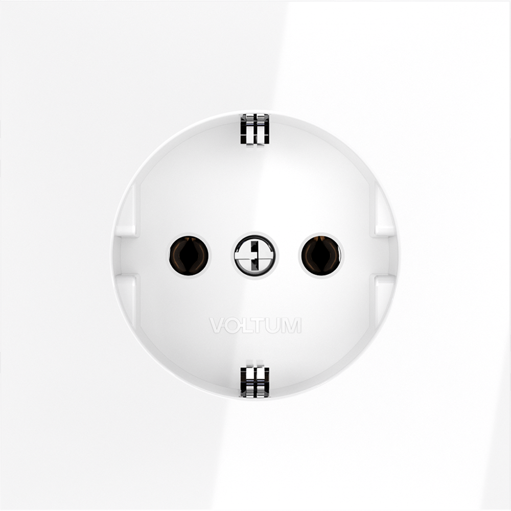 картинка Розетка встраиваемая VOLTUM S70 с заземлением 16А, (белый глянцевый) VLS040101 от магазина pro-decor.kz
