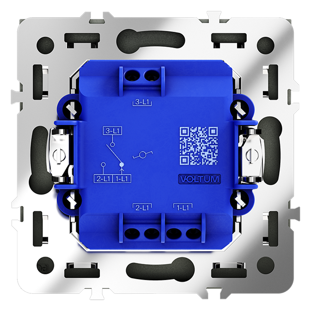 картинка Проходной переключатель встраиваемый VOLTUM S70 одноклавишный 10А, (черный матовый) VLS010308 от магазина pro-decor.kz