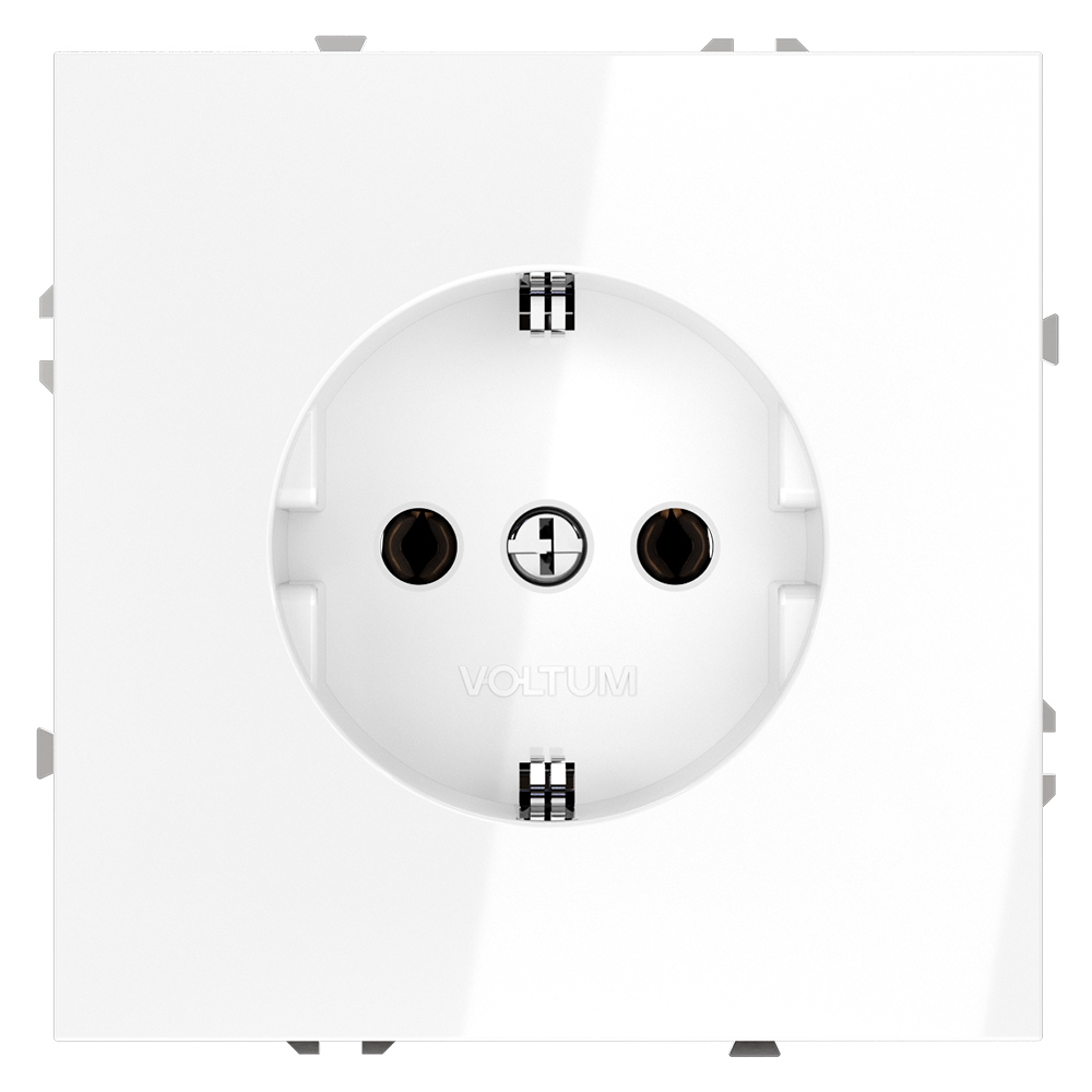 картинка Розетка встраиваемая VOLTUM S70 с заземлением 16А, (белый глянцевый) VLS040101 от магазина pro-decor.kz