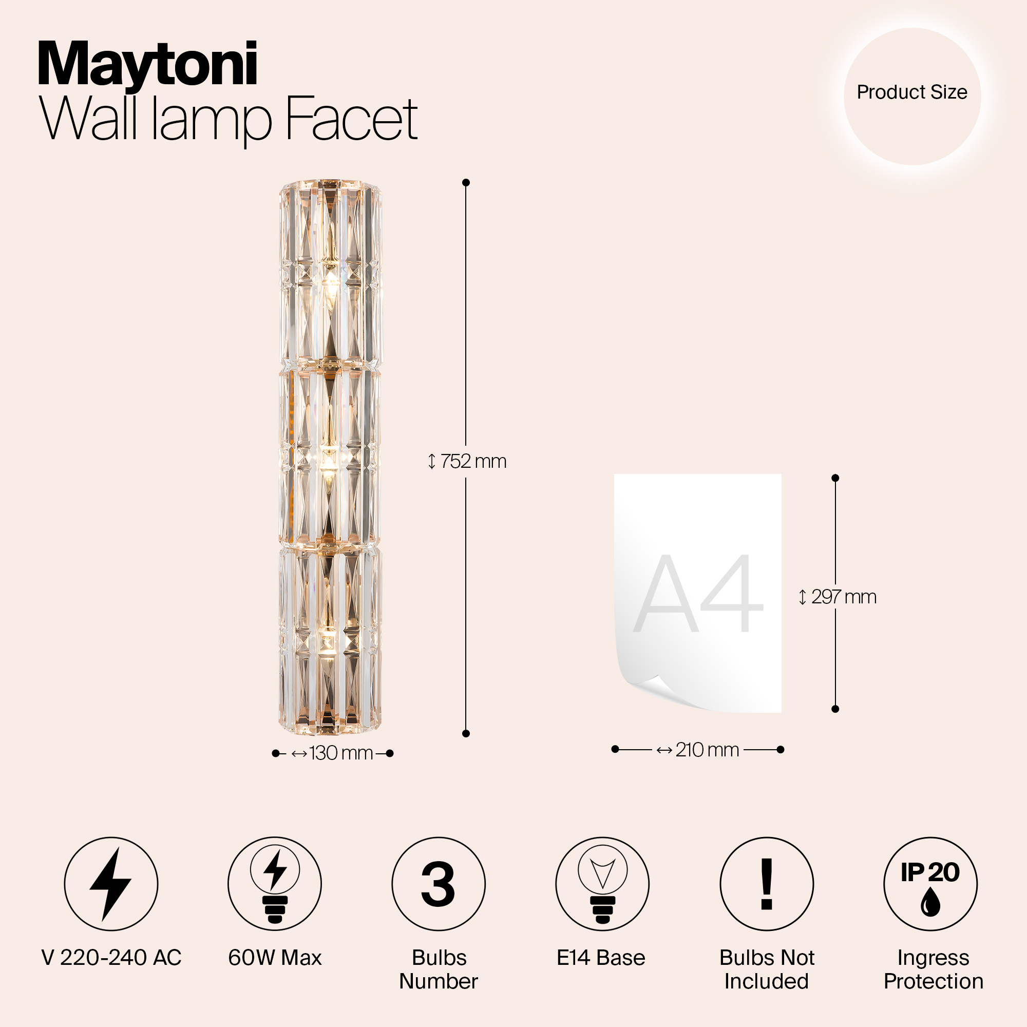 картинка Настенный светильник (бра) Maytoni MOD094WL-03G от магазина pro-decor.kz