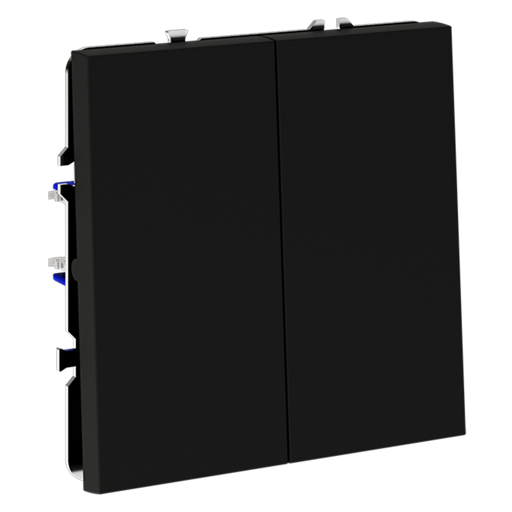 картинка Выключатель встраиваемый VOLTUM S70 двухклавишный 10А, (черный матовый) VLS020108 от магазина pro-decor.kz