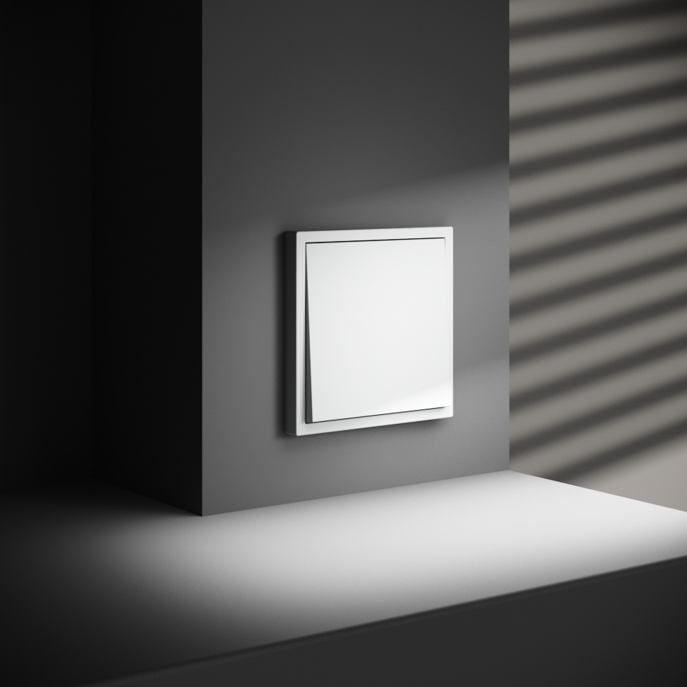 картинка Выключатель встраиваемый VOLTUM S70 одноклавишный 10А, (белый матовый) VLS010102 от магазина pro-decor.kz