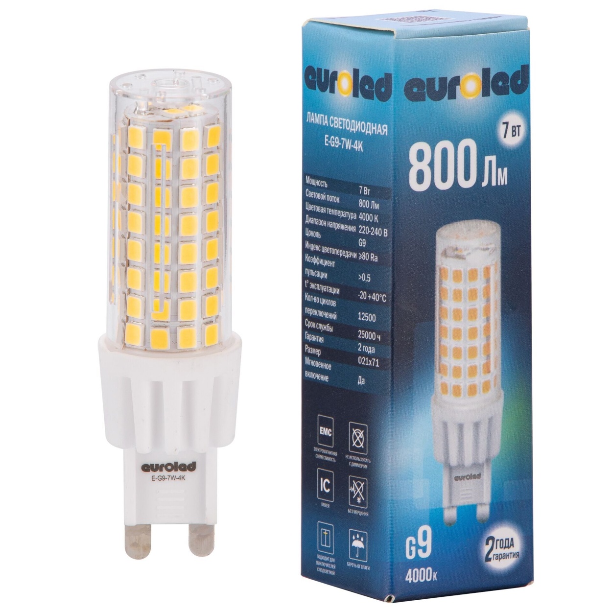 картинка Лампа светодиодная Euroled E-G9-7W-4K от магазина pro-decor.kz