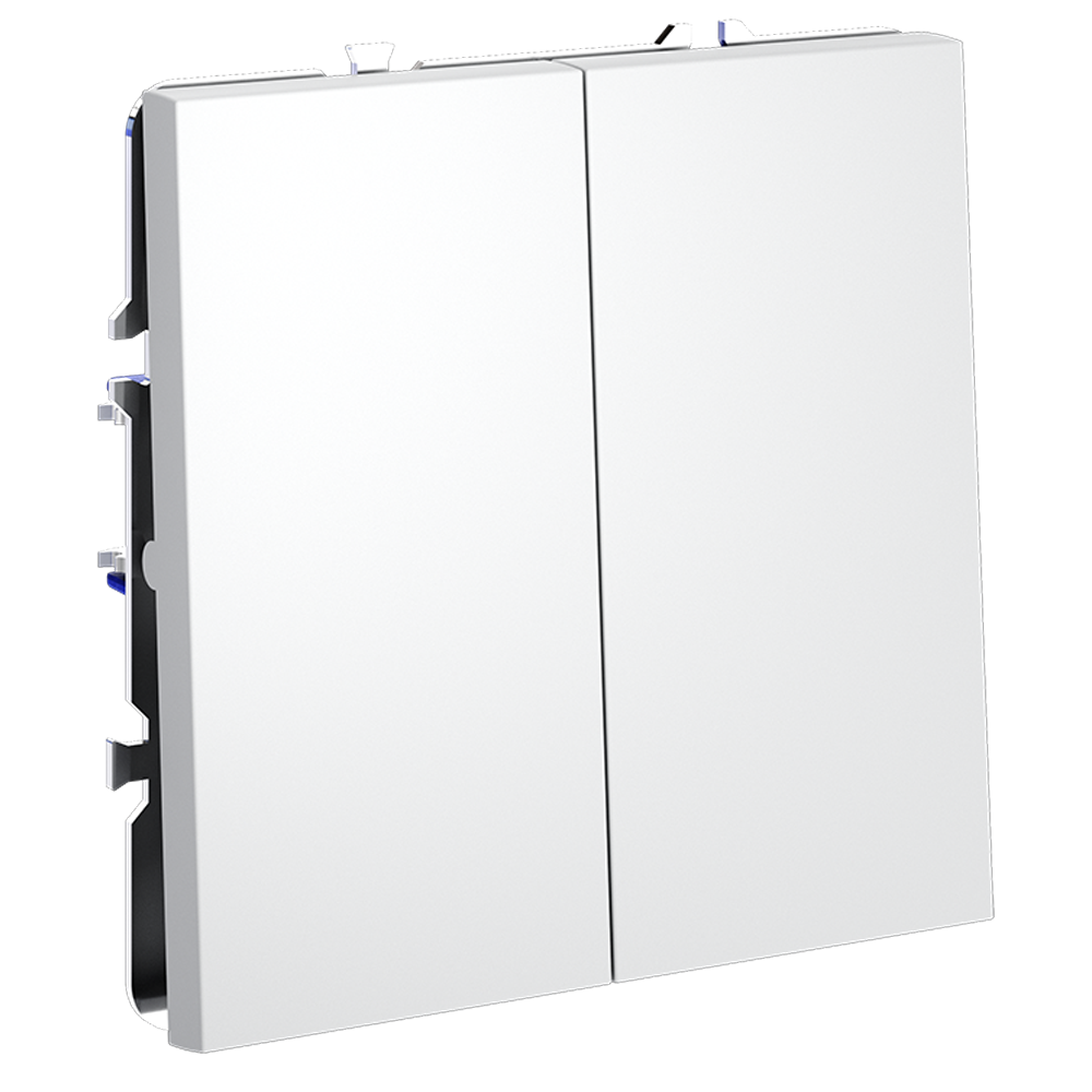 картинка Проходной переключатель встраиваемый VOLTUM S70 двухклавишный 10А, (белый матовый) VLS020302 от магазина pro-decor.kz