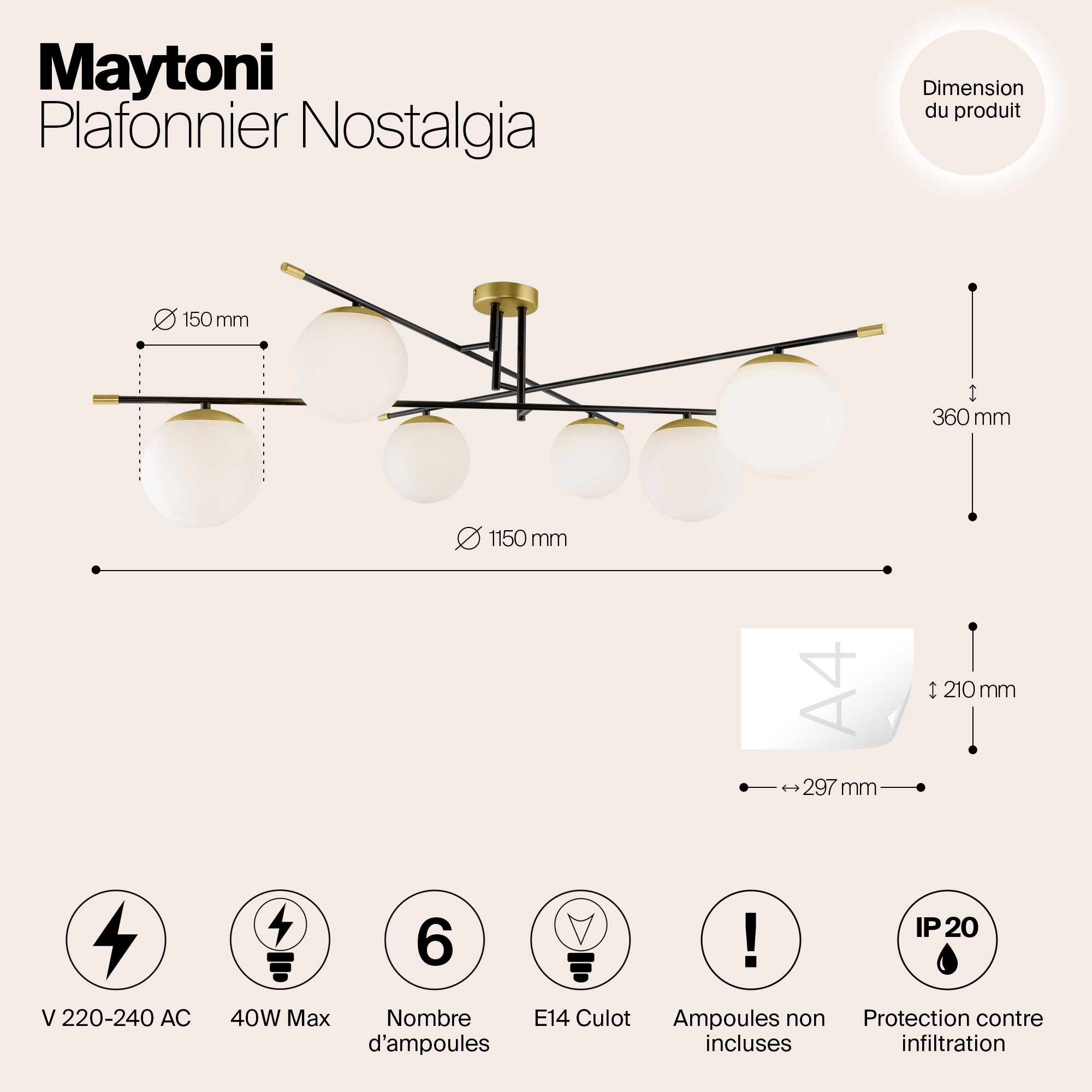 картинка Потолочная люстра Maytoni Nostalgia MOD048CL-06G от магазина pro-decor.kz