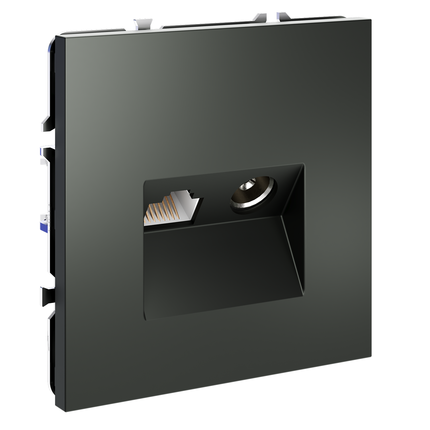 картинка Розетка телевизионная встраиваемая VOLTUM S70 TV+RJ45 кат. 6, (титан) от магазина pro-decor.kz