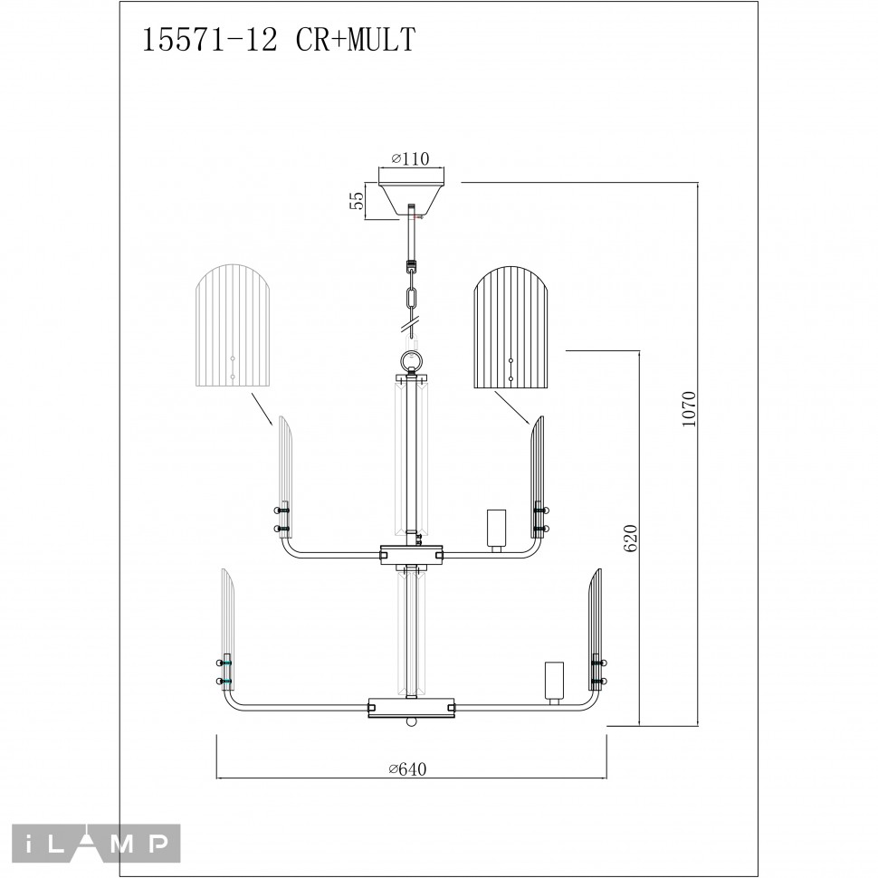 картинка Подвесная люстра iLamp Dolce 15571-12 CR+MULT от магазина pro-decor.kz