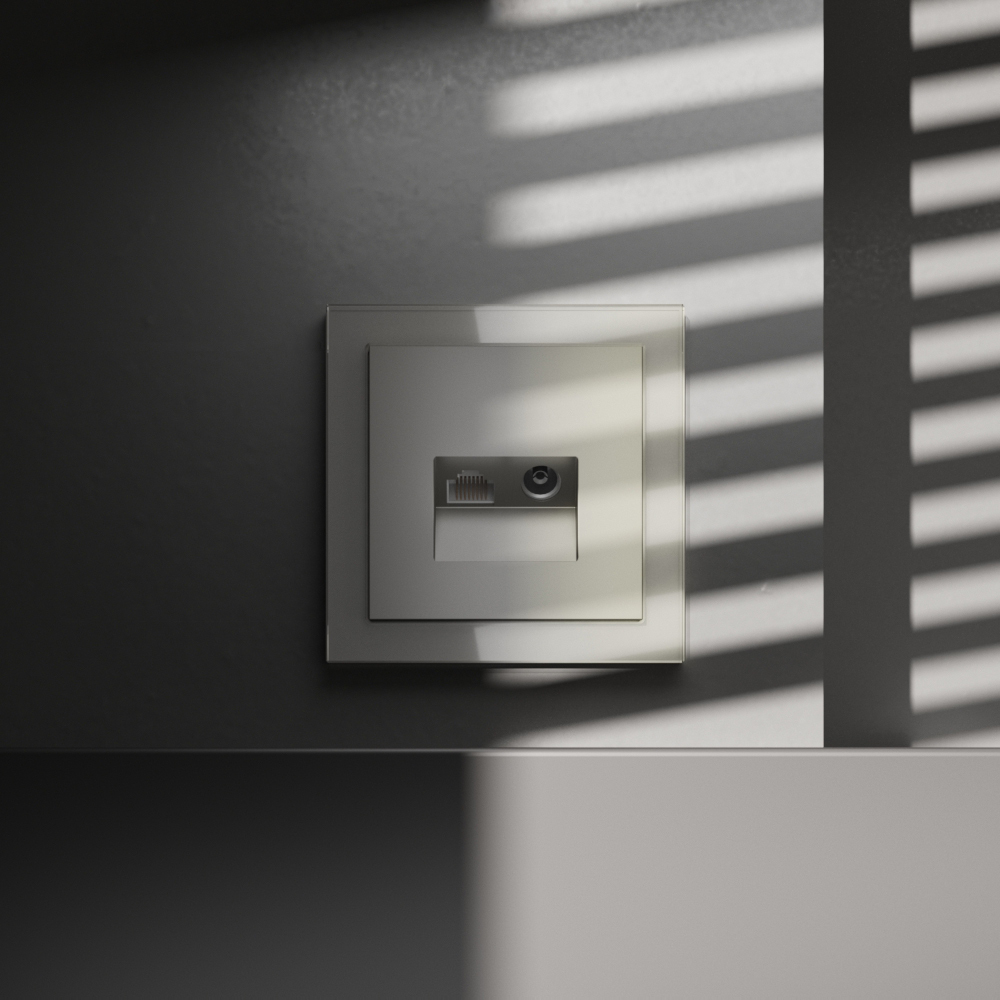 картинка Розетка телевизионная встраиваемая VOLTUM S70 TV+RJ45 кат. 6, (шелк) от магазина pro-decor.kz