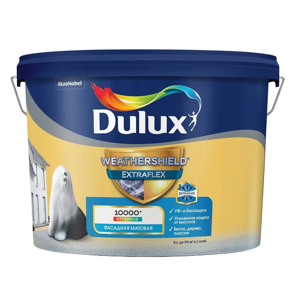 Купить Краска фасадная Dulux Weathershield Extraflex BC 9л Краска фасадная Dulux Weathershield Extraflex BC 9л