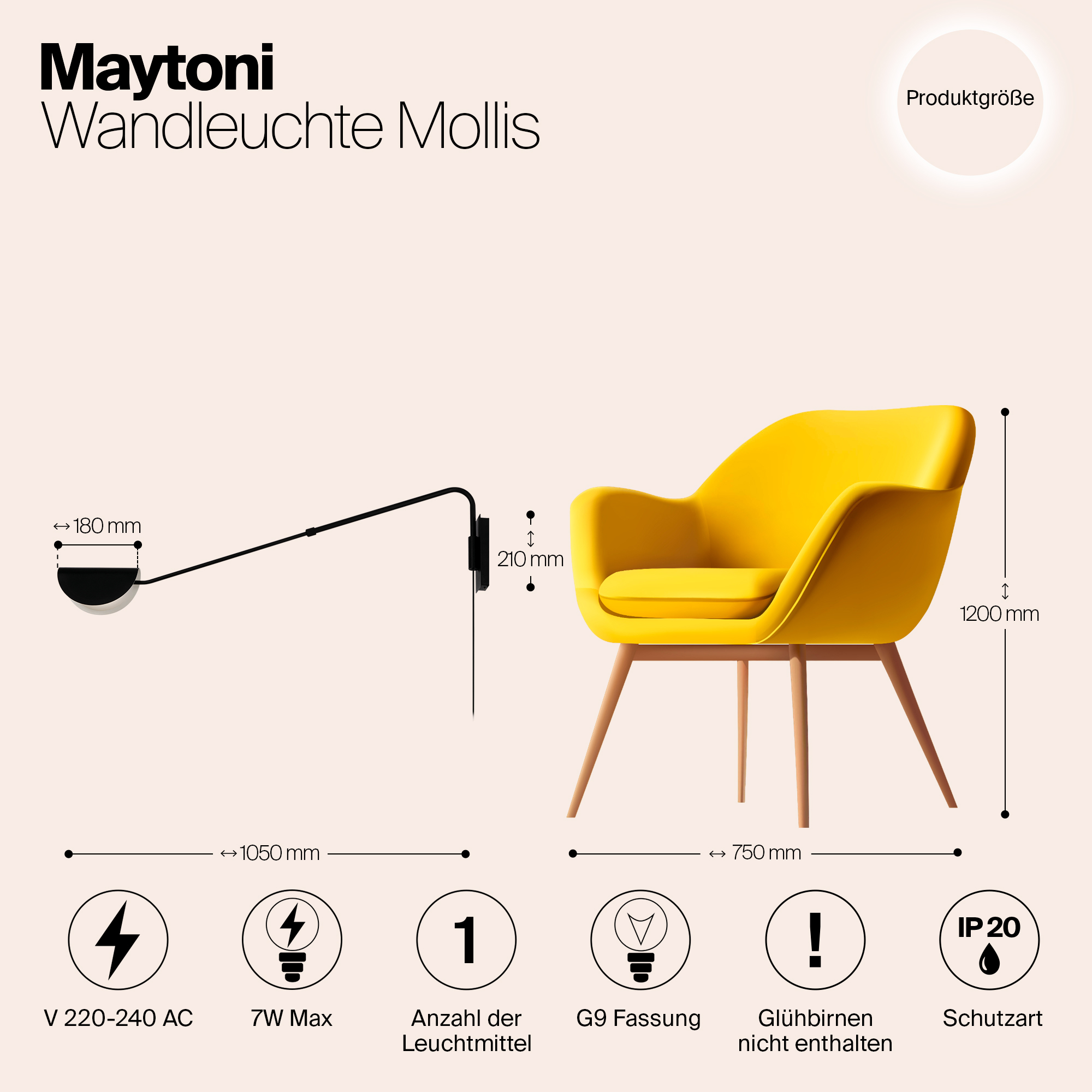 картинка Настенный светильник (бра) Maytoni MOD126WL-01B1 от магазина pro-decor.kz