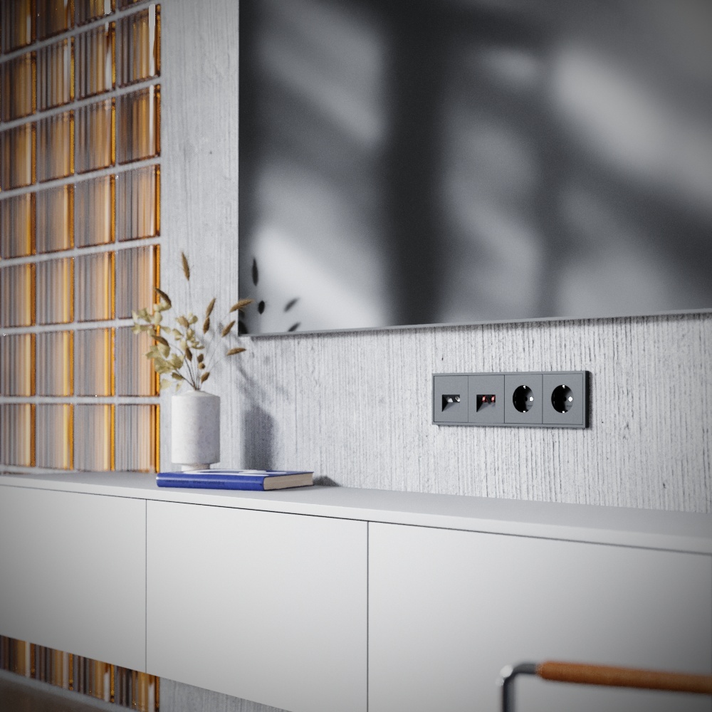 картинка Розетка телевизионная встраиваемая VOLTUM S70 TV+RJ45 кат. 6, (графит) от магазина pro-decor.kz