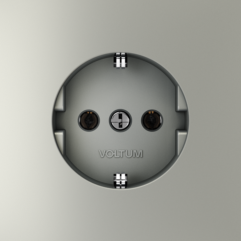 картинка Розетка встраиваемая VOLTUM S70 с заземлением 16А, (сталь) VLS040105 от магазина pro-decor.kz