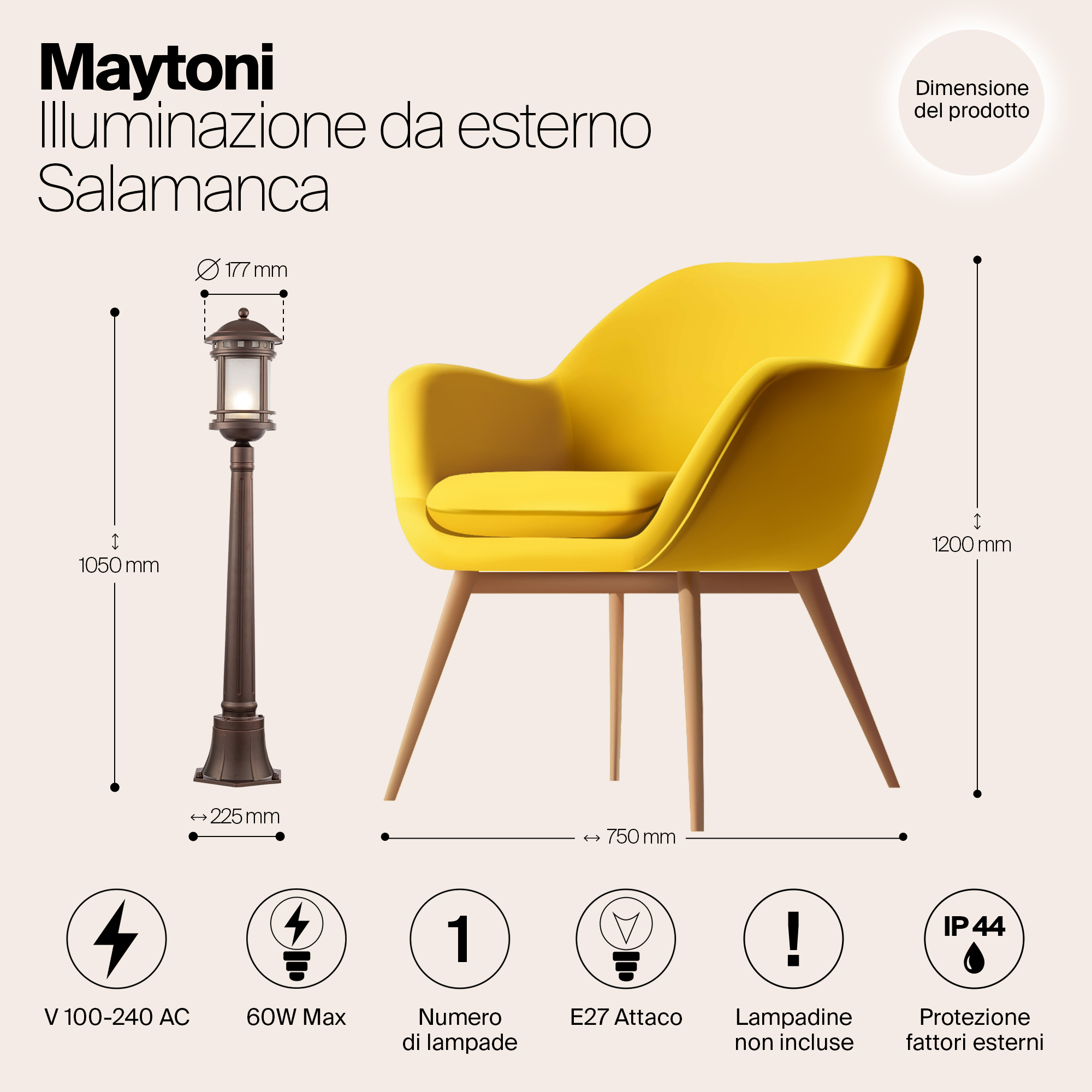 картинка Уличный светильник Maytoni Salamanca O031FL-01BR магазин pro-decor.kz являющийся официальным дистрибьютором в Казахстане картинка Уличный светильник Maytoni Salamanca O031FL-01BR от магазина pro-decor.kz