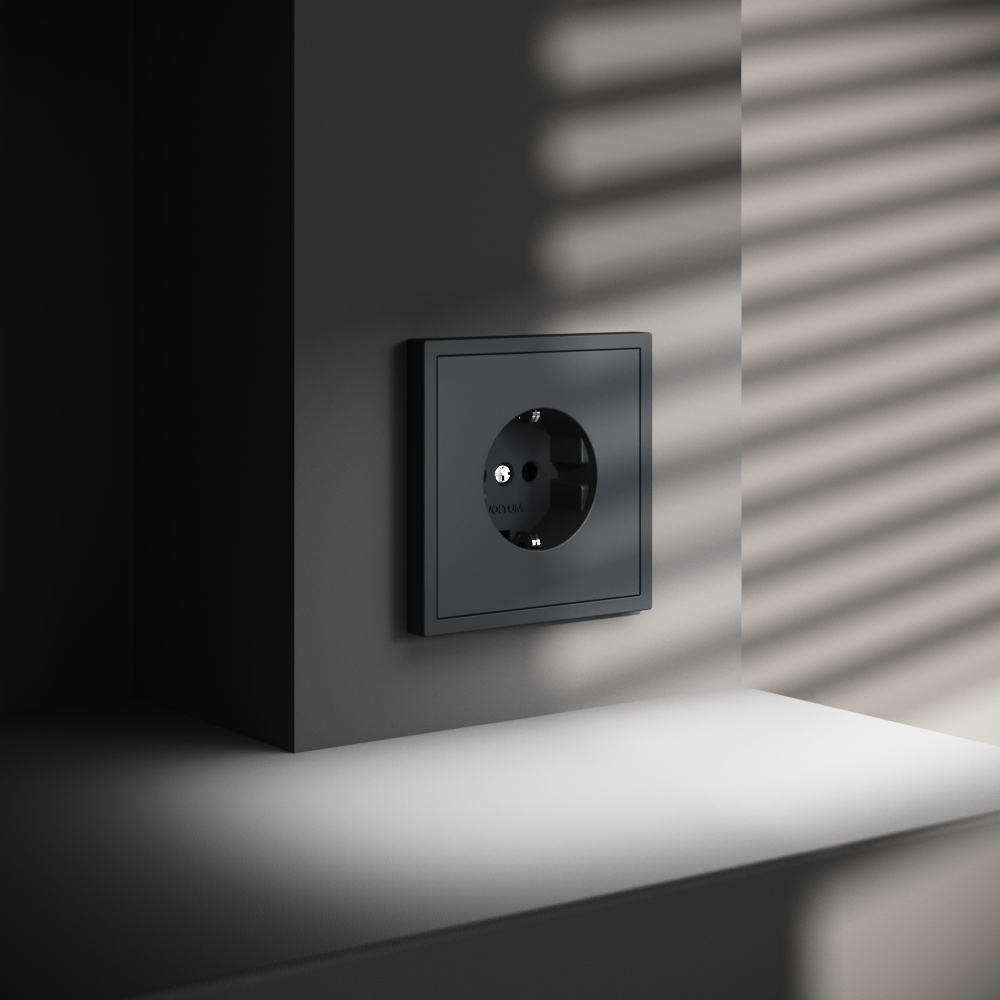 картинка Розетка встраиваемая VOLTUM S70 с заземлением 16А, (графит) VLS040107 от магазина pro-decor.kz