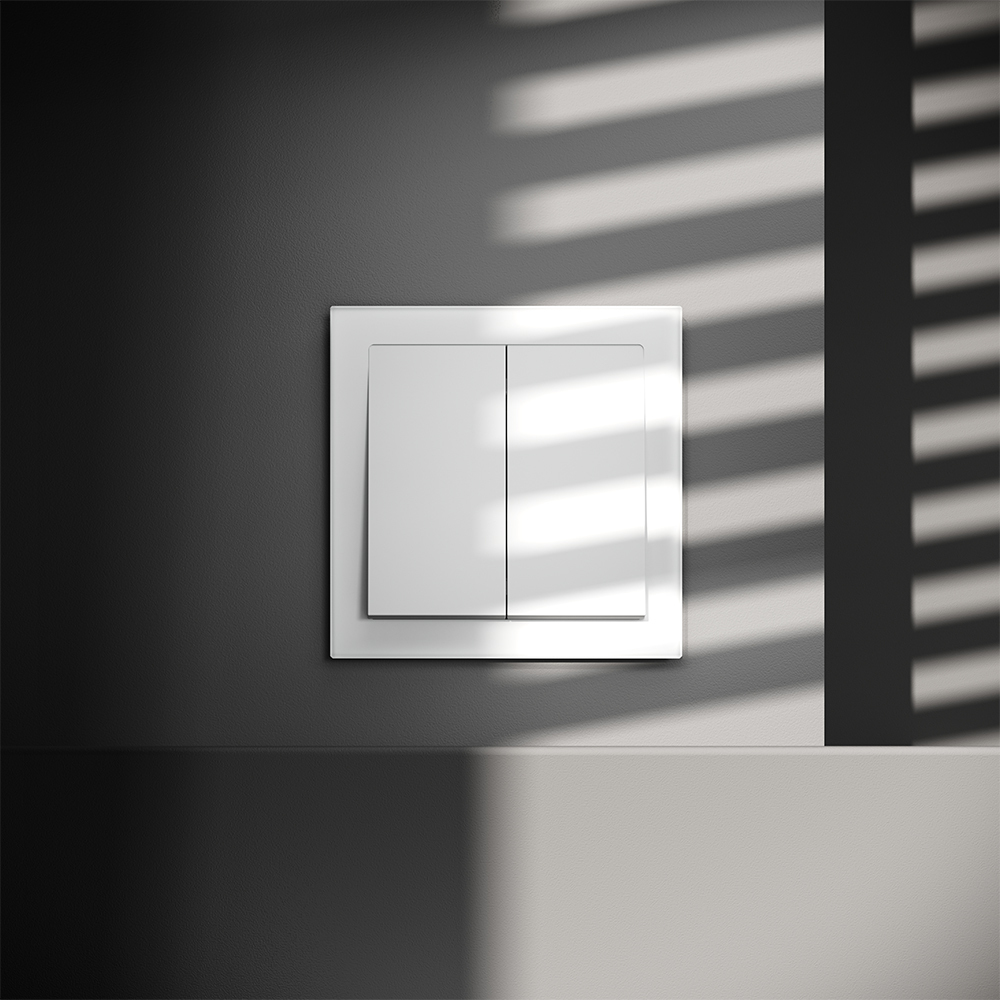 картинка Выключатель встраиваемый VOLTUM S70 двухклавишный 10А, (белый матовый) VLS020102 от магазина pro-decor.kz