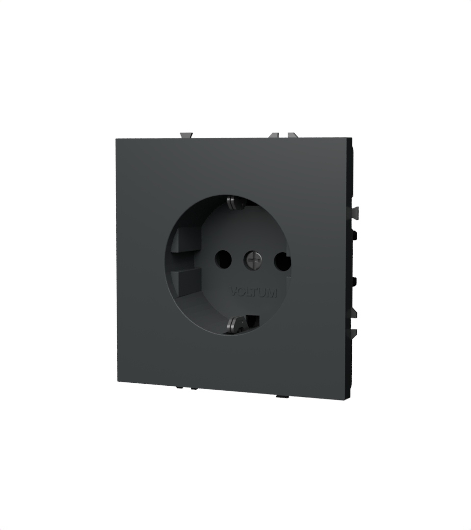 картинка Розетка встраиваемая VOLTUM S70 с заземлением 16А, (титан) VLS040106 от магазина pro-decor.kz
