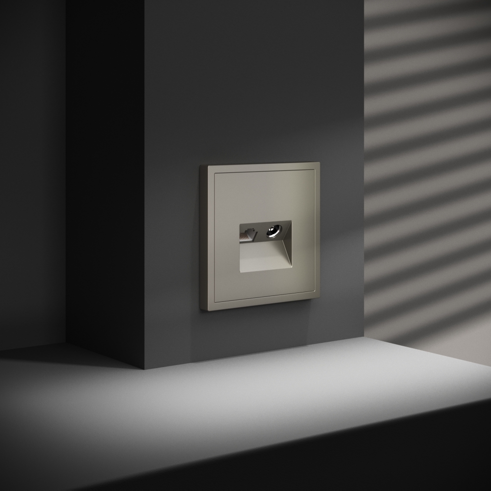 картинка Розетка телевизионная встраиваемая VOLTUM S70 TV+RJ45 кат. 6, (шелк) от магазина pro-decor.kz