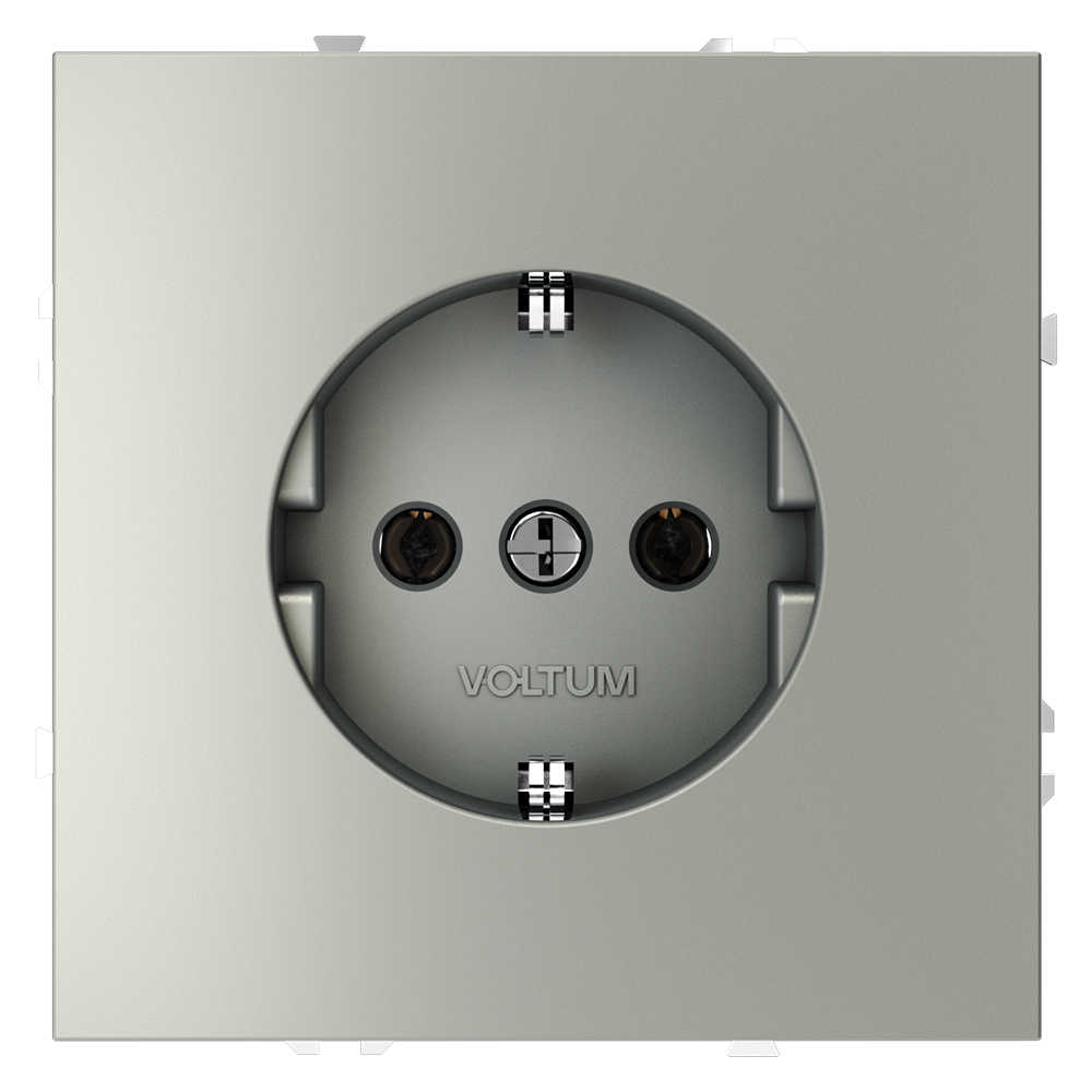 картинка Розетка встраиваемая VOLTUM S70 с заземлением 16А, (сталь) VLS040105 от магазина pro-decor.kz
