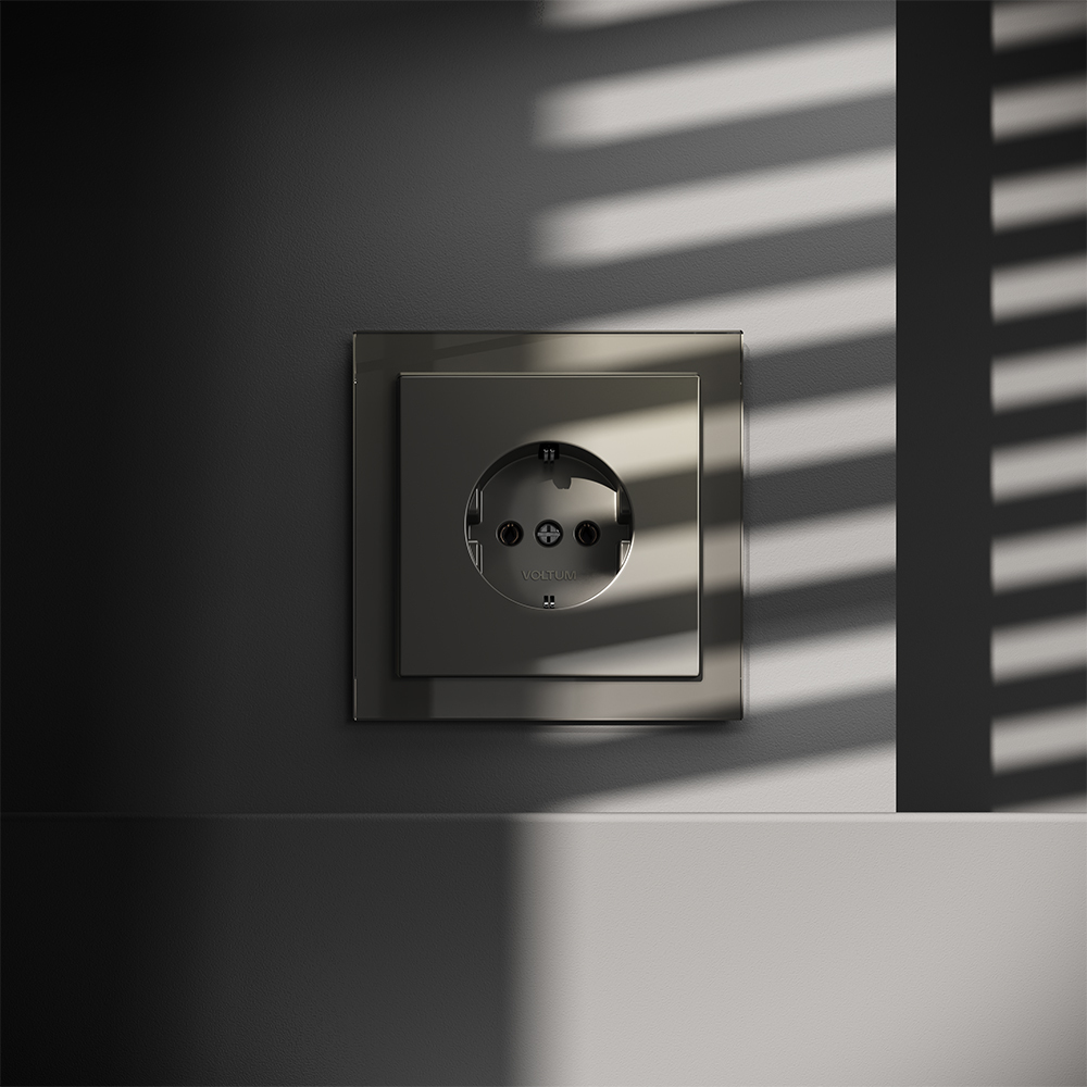 картинка Розетка встраиваемая VOLTUM S70 с заземлением 16А, (шелк) VLS040104 от магазина pro-decor.kz