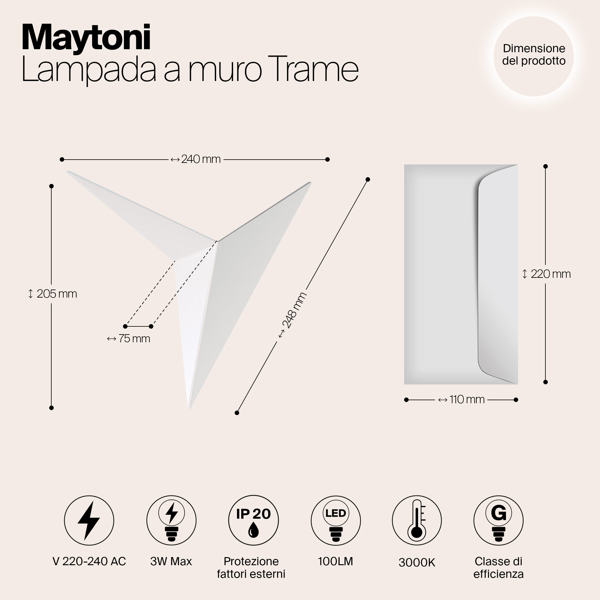 картинка Настенный светодиодный светильник Maytoni Trame C808WL-L3W от магазина pro-decor.kz