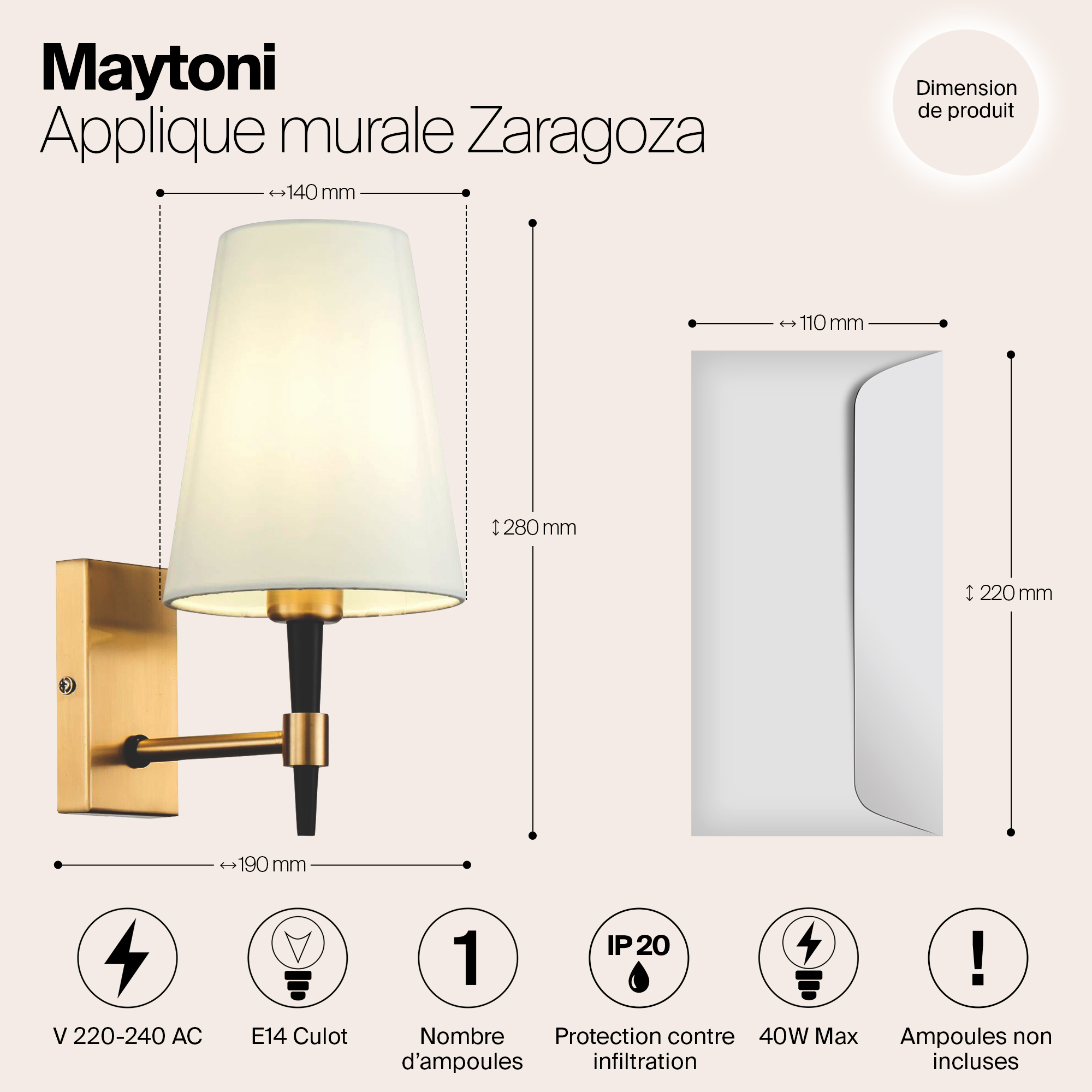 картинка Бра Maytoni Zaragoza H001WL-01BS от магазина pro-decor.kz