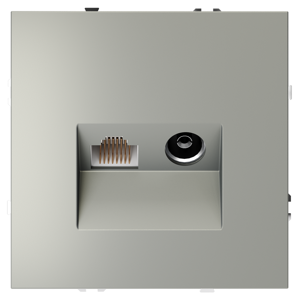 картинка Розетка телевизионная встраиваемая VOLTUM S70 TV+RJ45 кат. 6, (сталь) от магазина pro-decor.kz