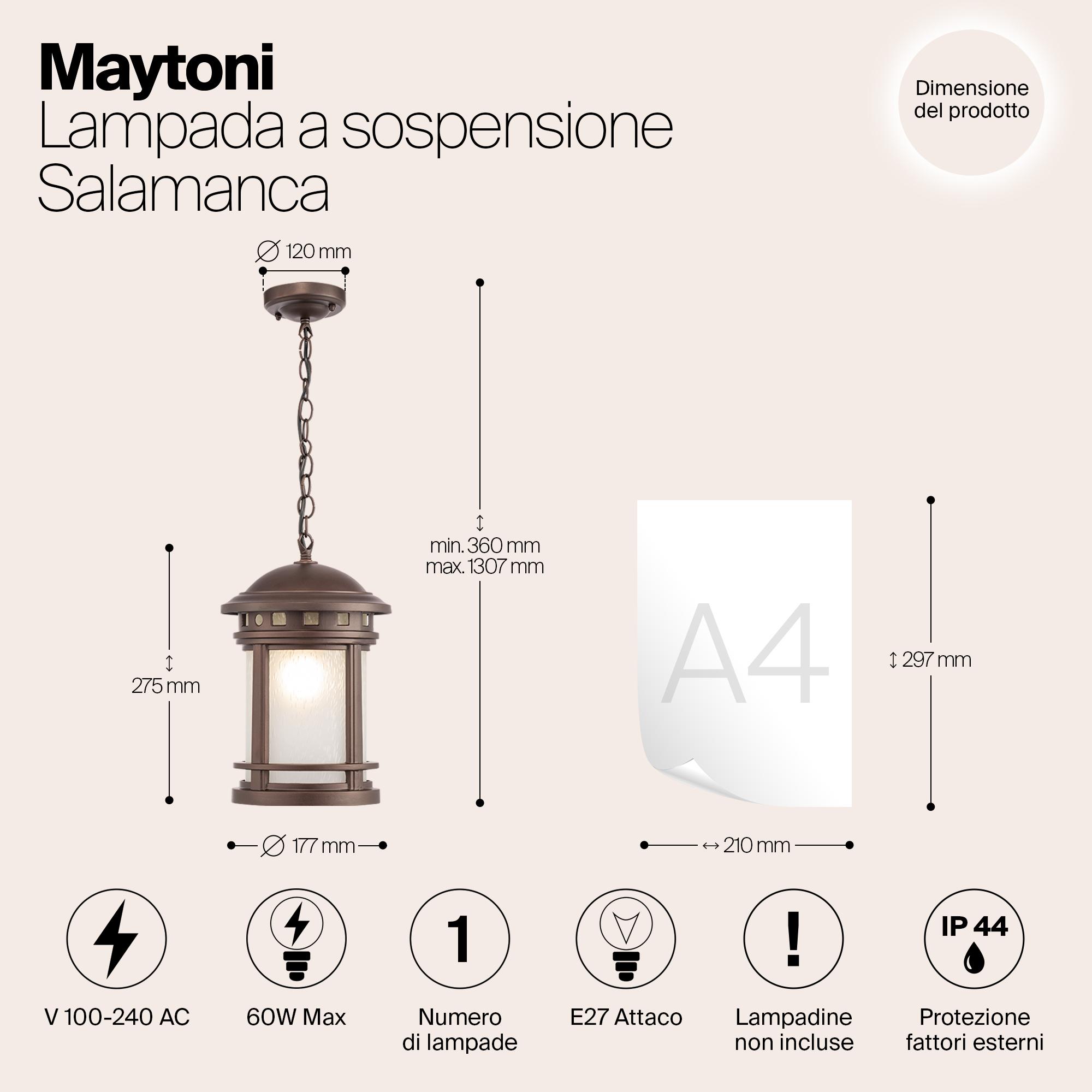 картинка Уличный подвесной светильник Maytoni Salamanca O031PL-01BR магазин pro-decor.kz являющийся официальным дистрибьютором в Казахстане картинка Уличный подвесной светильник Maytoni Salamanca O031PL-01BR от магазина pro-decor.kz
