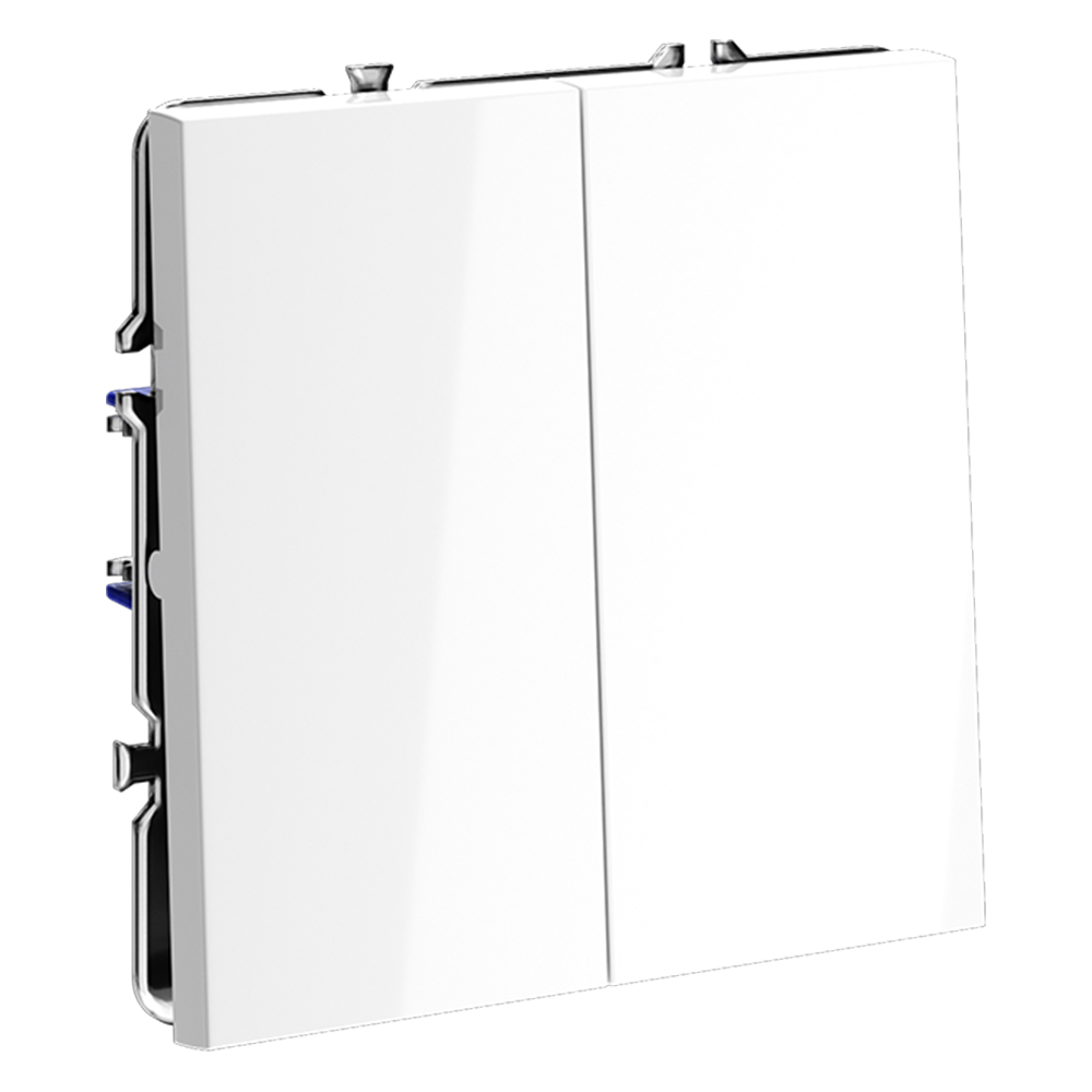 картинка Выключатель встраиваемый VOLTUM S70 двухклавишный 10А, (белый глянцевый) VLS020101 от магазина pro-decor.kz