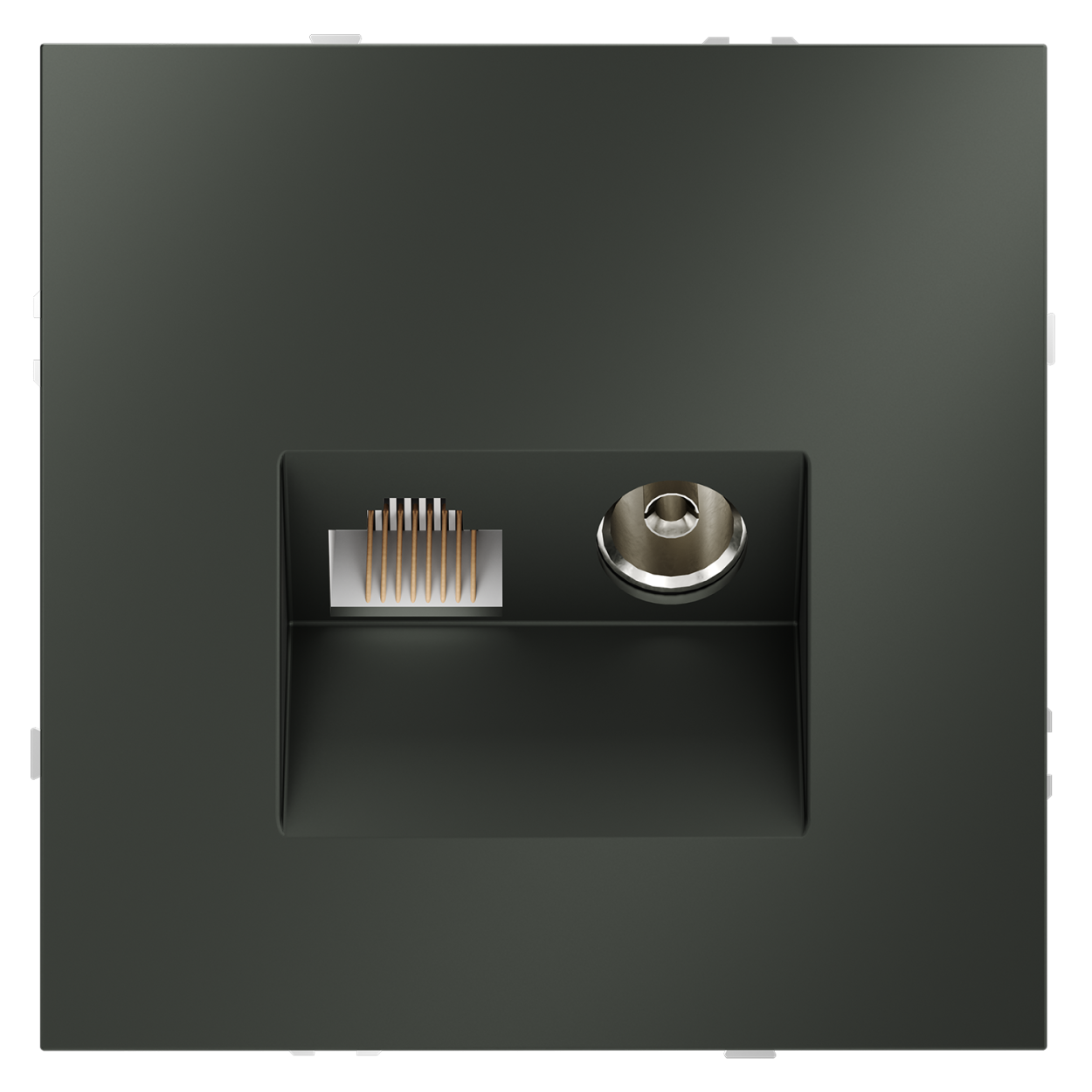 картинка Розетка телевизионная встраиваемая VOLTUM S70 TV+RJ45 кат. 6, (титан) от магазина pro-decor.kz