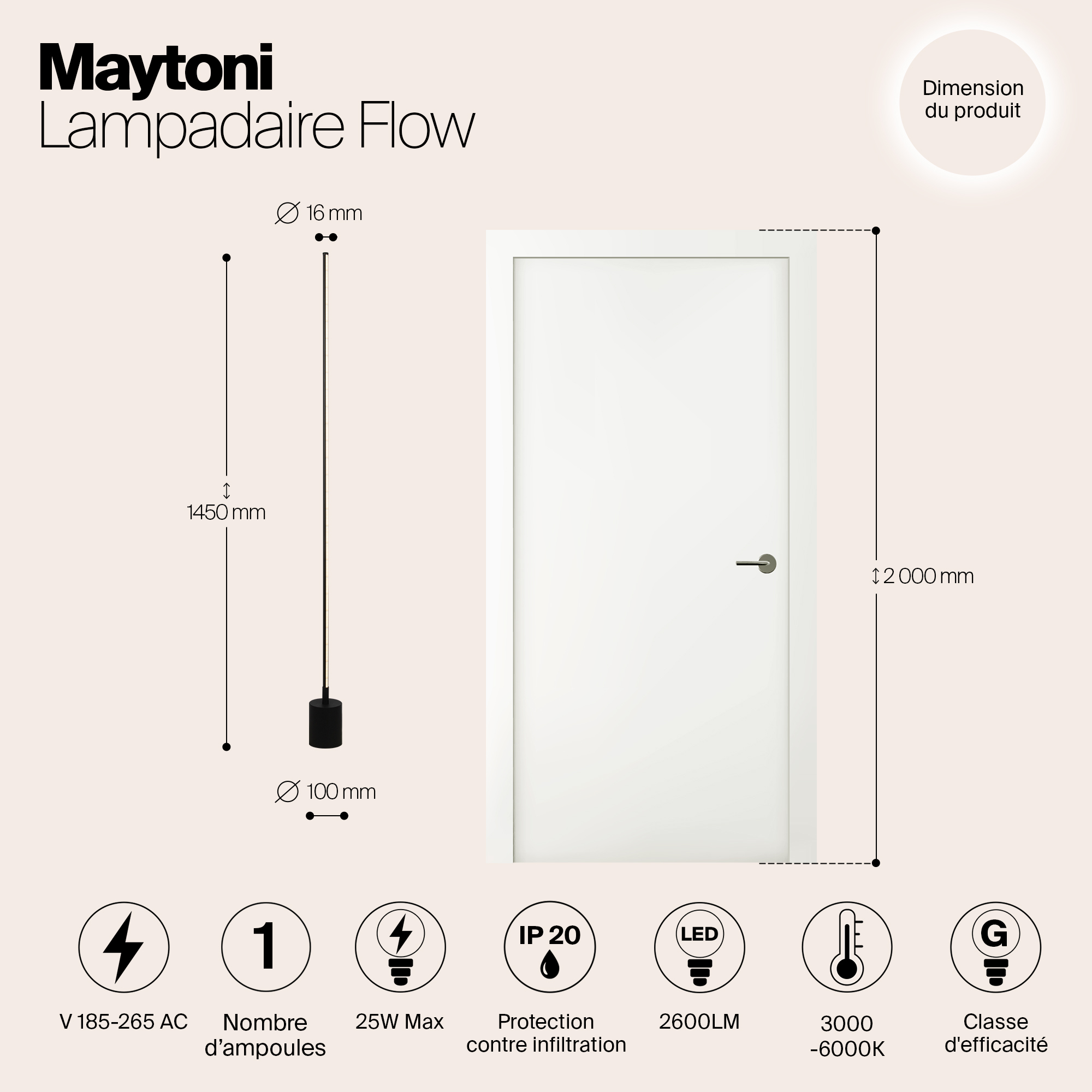 картинка Напольный светильник (торшер) Maytoni MOD147FL-L20BK1 от магазина pro-decor.kz