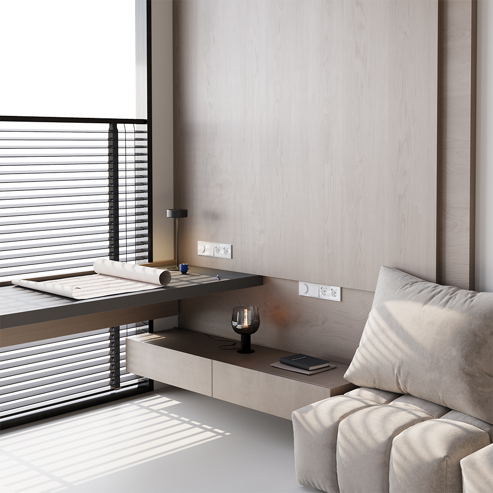 картинка Выключатель встраиваемый VOLTUM S70 двухклавишный 10А, (белый глянцевый) VLS020101 от магазина pro-decor.kz