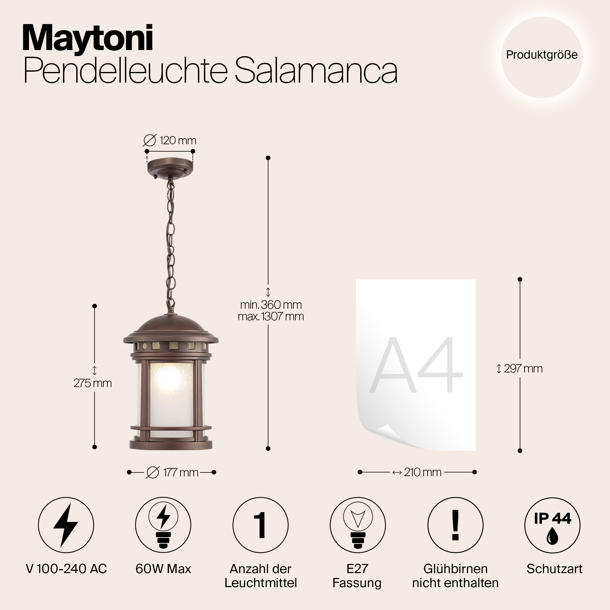 картинка Уличный подвесной светильник Maytoni Salamanca O031PL-01BR магазин pro-decor.kz являющийся официальным дистрибьютором в Казахстане картинка Уличный подвесной светильник Maytoni Salamanca O031PL-01BR от магазина pro-decor.kz