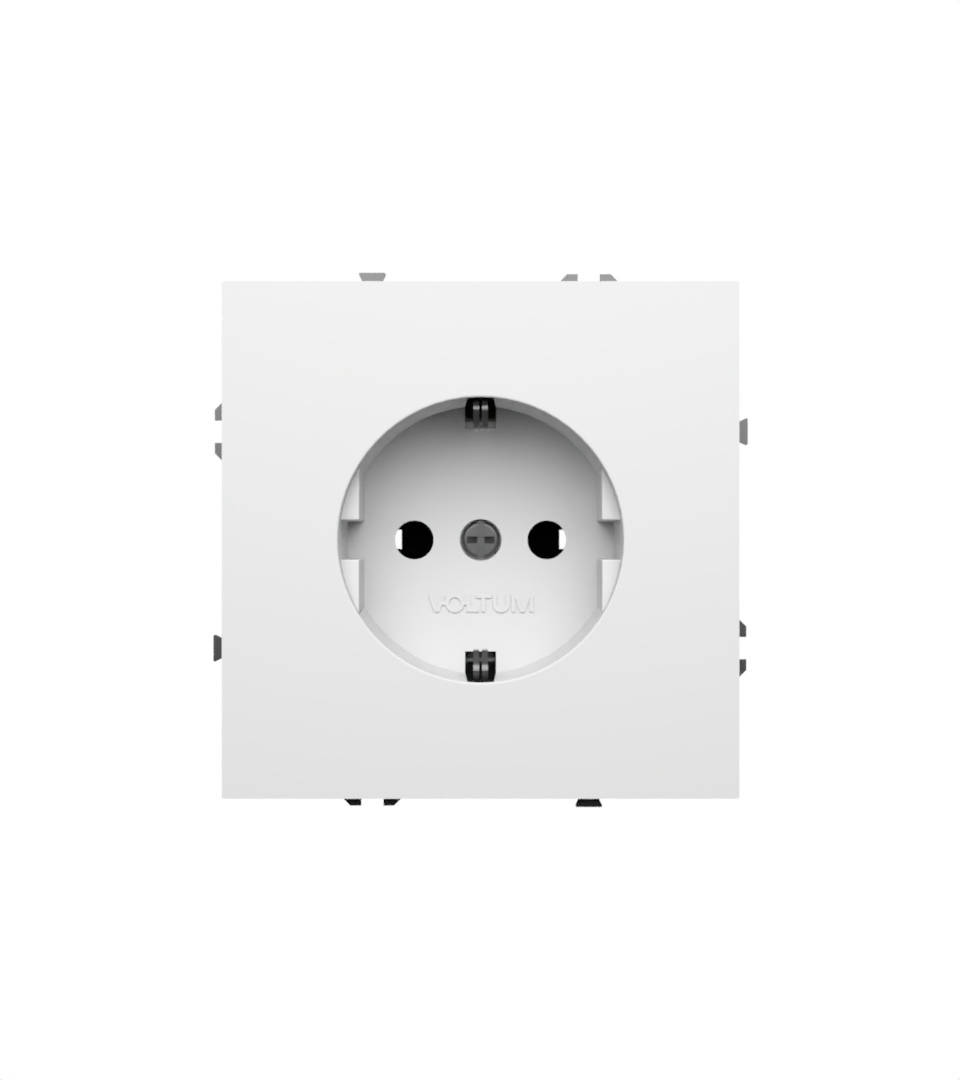 картинка Розетка встраиваемая VOLTUM S70 с заземлением 16А, (белый глянцевый) VLS040101 от магазина pro-decor.kz