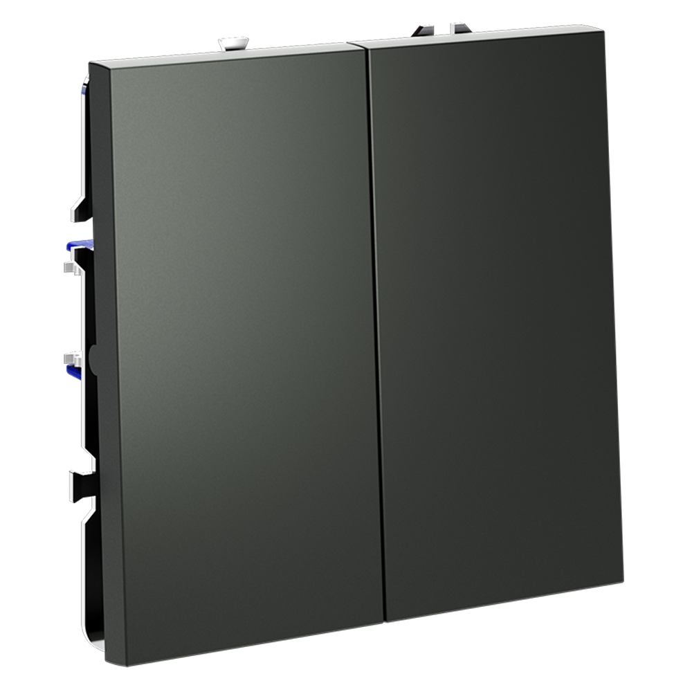 картинка Выключатель встраиваемый VOLTUM S70 двухклавишный 10А, (титан) VLS020106 от магазина pro-decor.kz