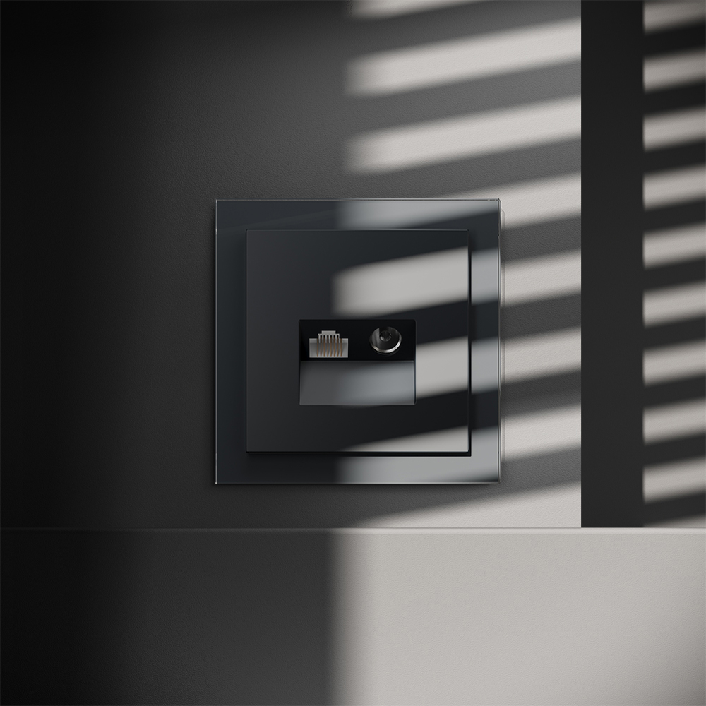 картинка Розетка телевизионная встраиваемая VOLTUM S70 TV+RJ45 кат. 6, (графит) от магазина pro-decor.kz