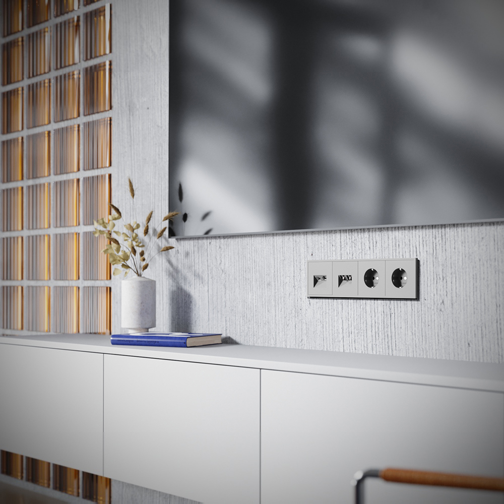 картинка Розетка телевизионная встраиваемая VOLTUM S70 TV+RJ45 кат. 6, (кашемир) от магазина pro-decor.kz