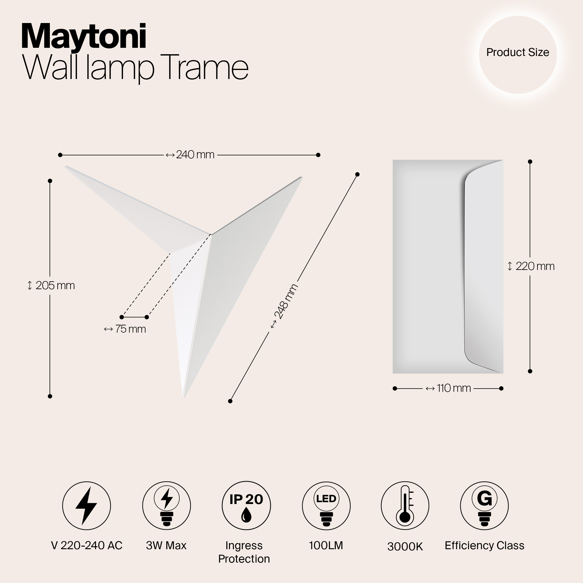 картинка Настенный светодиодный светильник Maytoni Trame C808WL-L3W от магазина pro-decor.kz