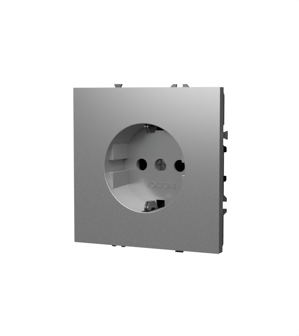 картинка Розетка встраиваемая VOLTUM S70 с заземлением 16А, (шелк) VLS040104 от магазина pro-decor.kz