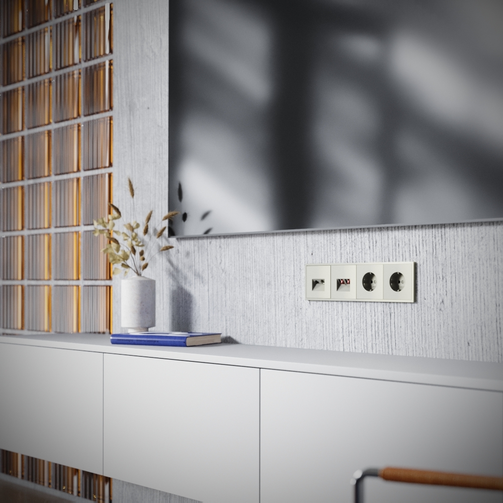 картинка Розетка телевизионная встраиваемая VOLTUM S70 TV+RJ45 кат. 6, (шелк) от магазина pro-decor.kz