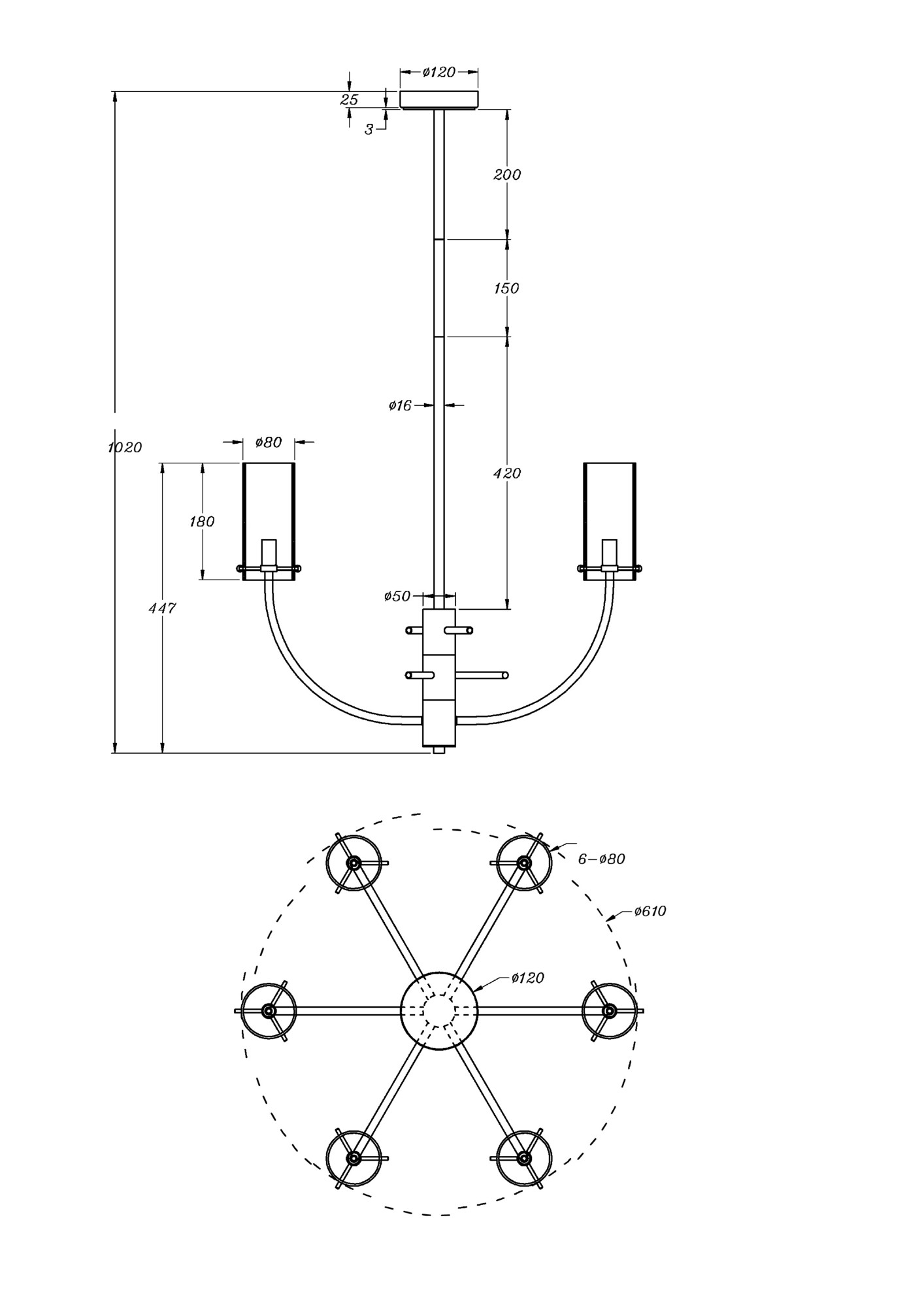 картинка Подвесной светильник Maytoni MOD223PL-06BS от магазина pro-decor.kz