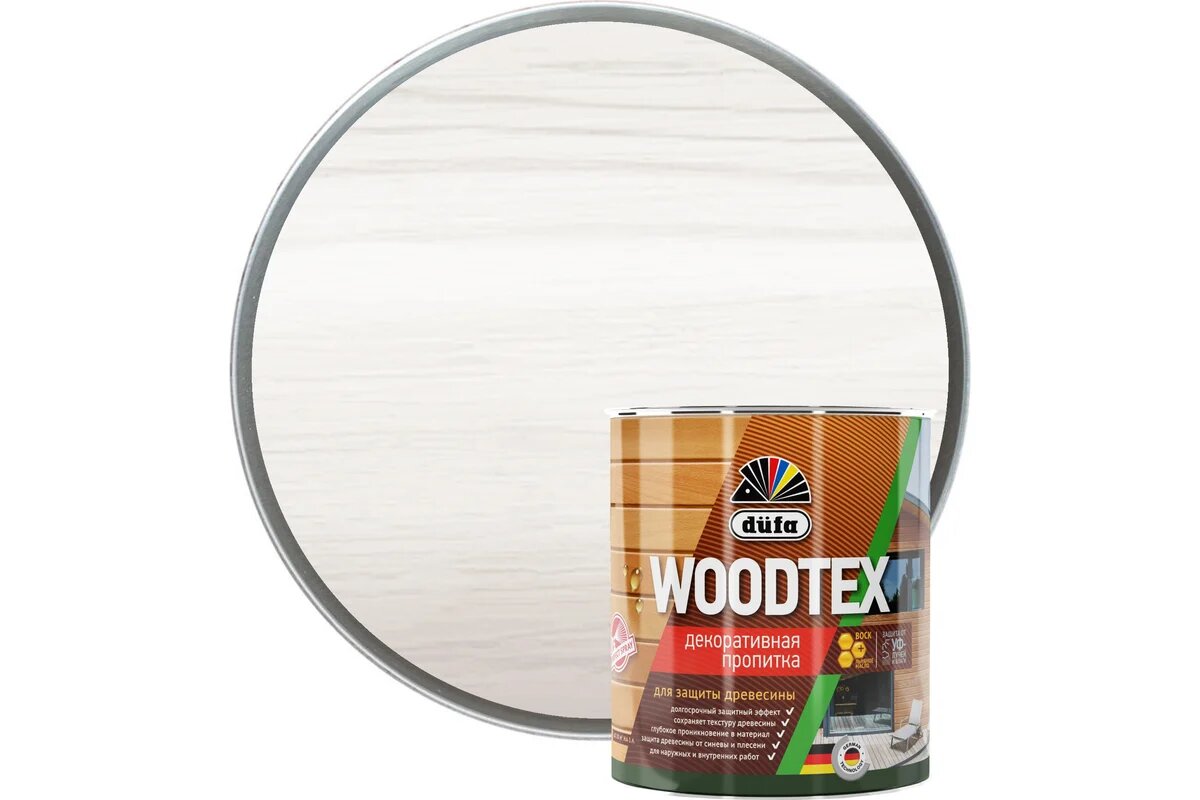 Купить Dufa Пропитка WOOD TEX белая 0,9л Dufa Пропитка WOOD TEX белая 0,9л