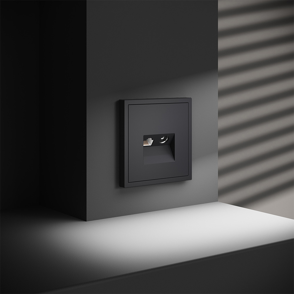 картинка Розетка телевизионная встраиваемая VOLTUM S70 TV+RJ45 кат. 6, (графит) от магазина pro-decor.kz